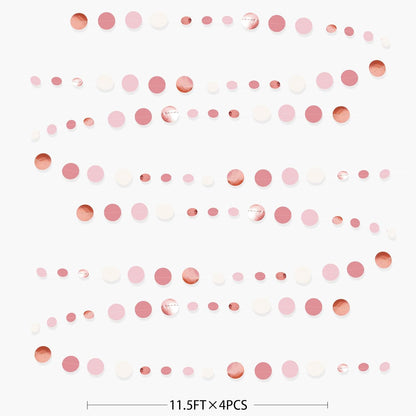 Rose Gold Party Decorations Dusty Pink Circle Dots Garland Blush Pink Hanging Paper Polka Dot