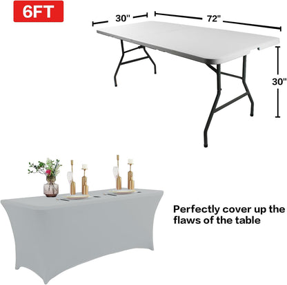 IVAPUPU 2 Pack 4FT Table Cloth for Rectangular Fitted Events Stretch Grey Table Covers Washable