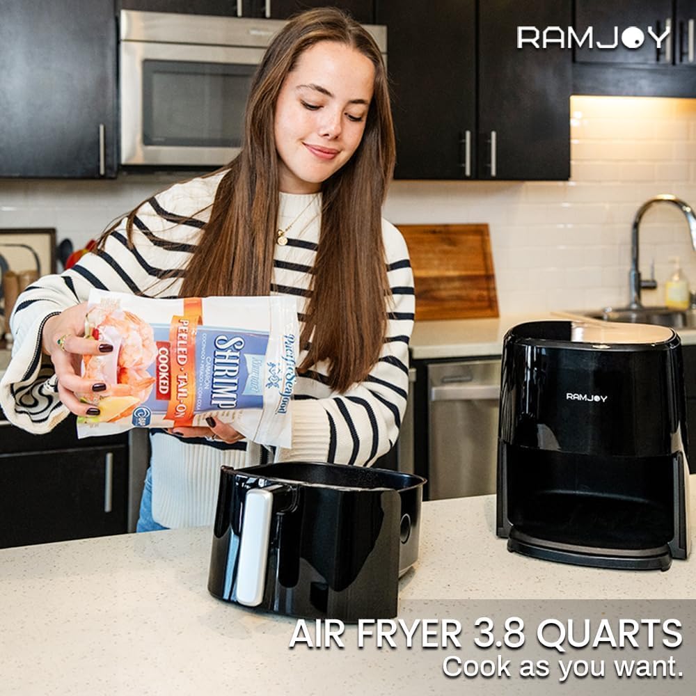 Air Fryer 3.8 Quarts for 1-2 people, 8-in-1 Functions, Air Fry, Roast, Bake, Broil, Preheat, Shake