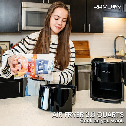 Air Fryer 3.8 Quarts for 1-2 people, 8-in-1 Functions, Air Fry, Roast, Bake, Broil, Preheat, Shake