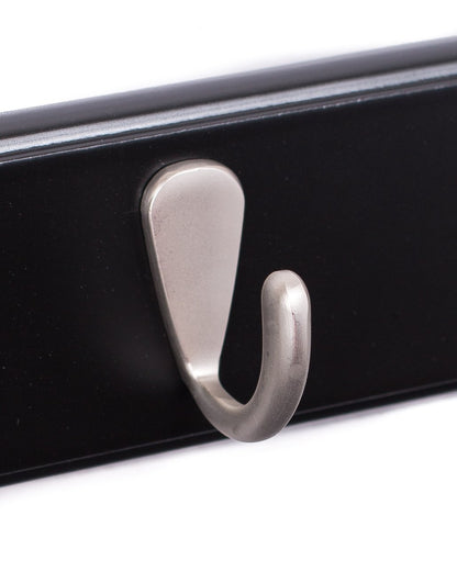 BIRDROCK HOME Modern 5 Hook Coat Rack | Wall Mounted Key Cap & Hat Rack | Black Finish | Satin