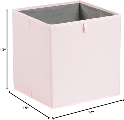 Amazon Basics Cube Organizer Bins, Collapsible Storage Baskets for Shelves, Peony Pink, Pack of 6