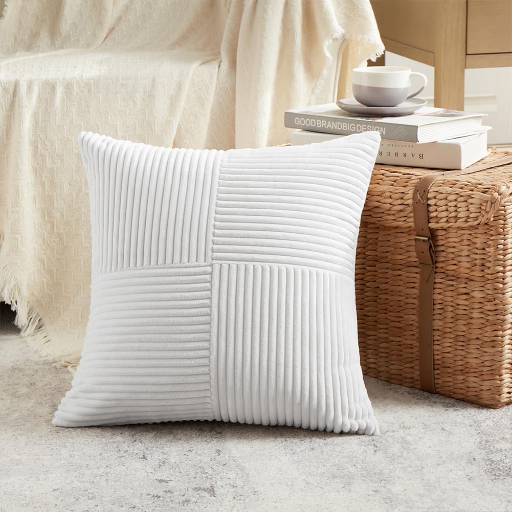 Fancy Homi 2 Packs White Euro Decorative Throw Pillow Covers 26x26 Inch for Living Room Couch Bed