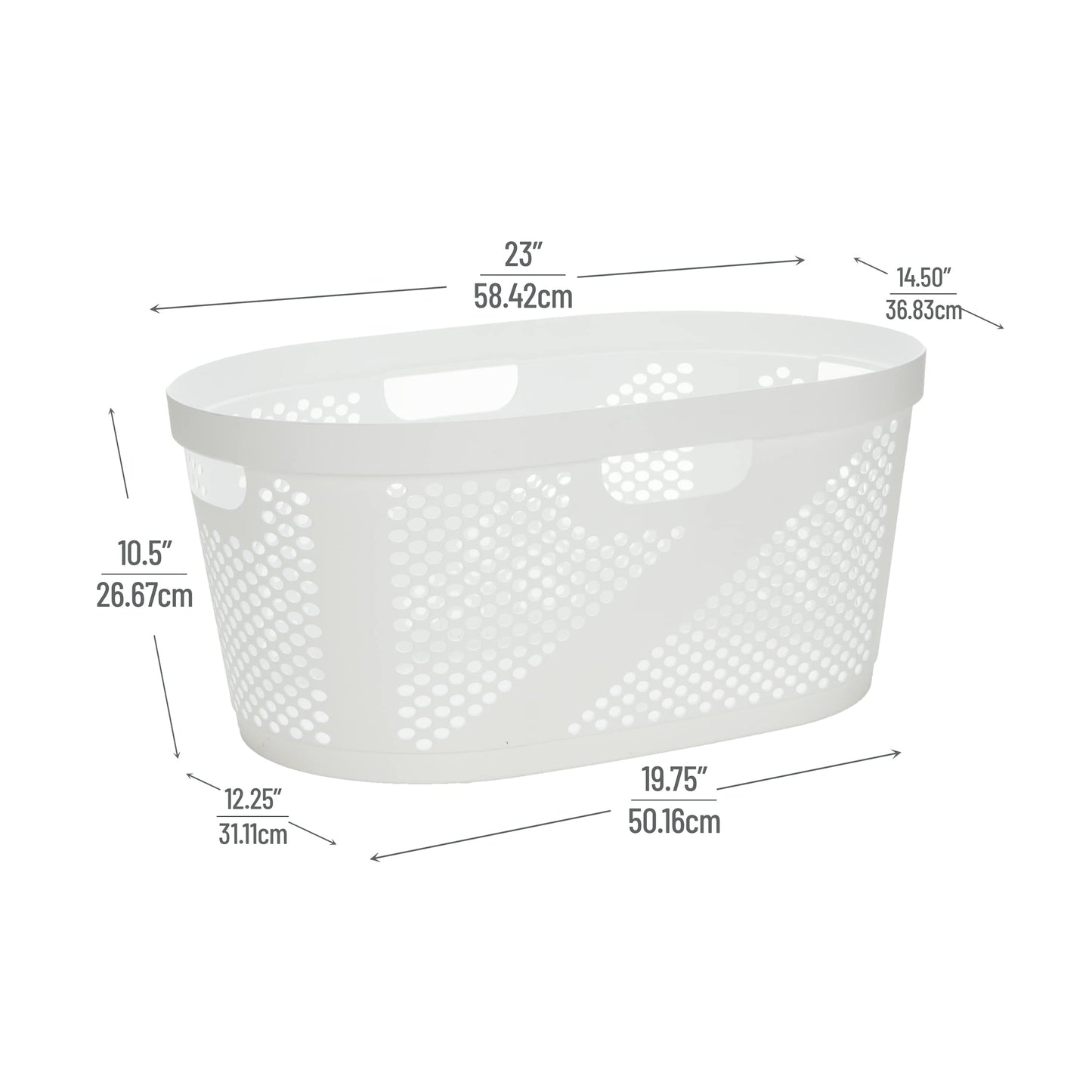 Mind Reader 40L Ventilated Laundry Baskets, Lightweight Clothes Hamper with Cutout Handles for