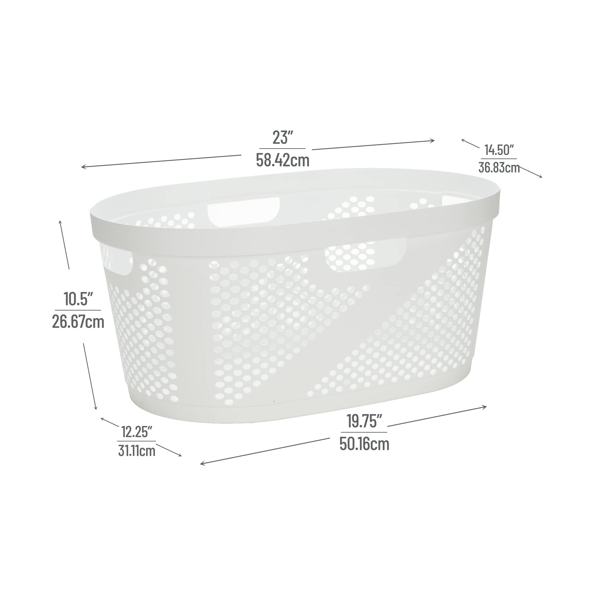 Mind Reader 40L Ventilated Laundry Baskets, Lightweight Clothes Hamper with Cutout Handles for