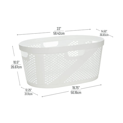 Mind Reader 40L Ventilated Laundry Baskets, Lightweight Clothes Hamper with Cutout Handles for