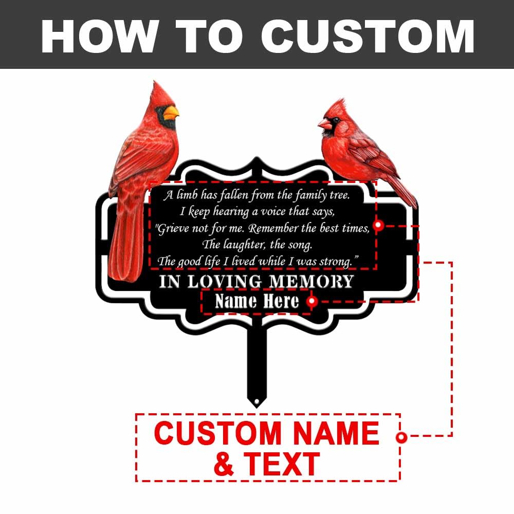 Personalized Cemetery Memorial Metal Stakes, Cardinals Memorial Grave Markers,Graden Decorations