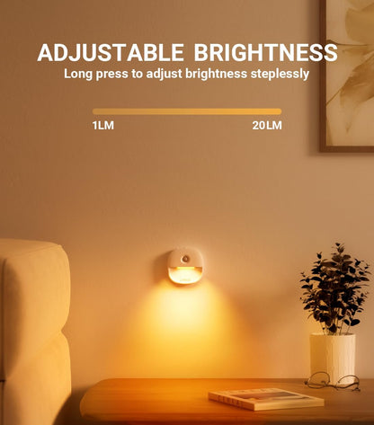 Lyridz Rechargeable Battery Night Light with Motion Sensor, Dimmable Amber Nightlights for