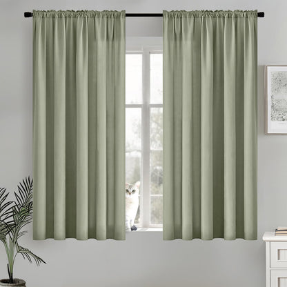 MIULEE Sage Green Privacy Sheer Curtains That Let Light in 63 Inches Long Non-See-Through Semi
