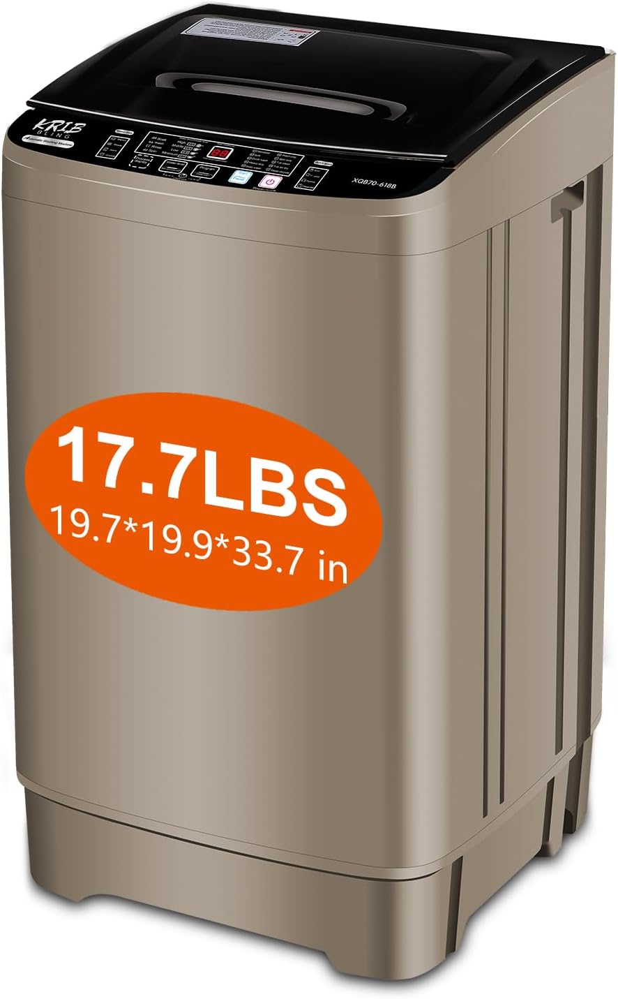17.7 lbs Portable Washer Drain Pump, Full Automatic Washing Machine with LED Display, 10 Programs &