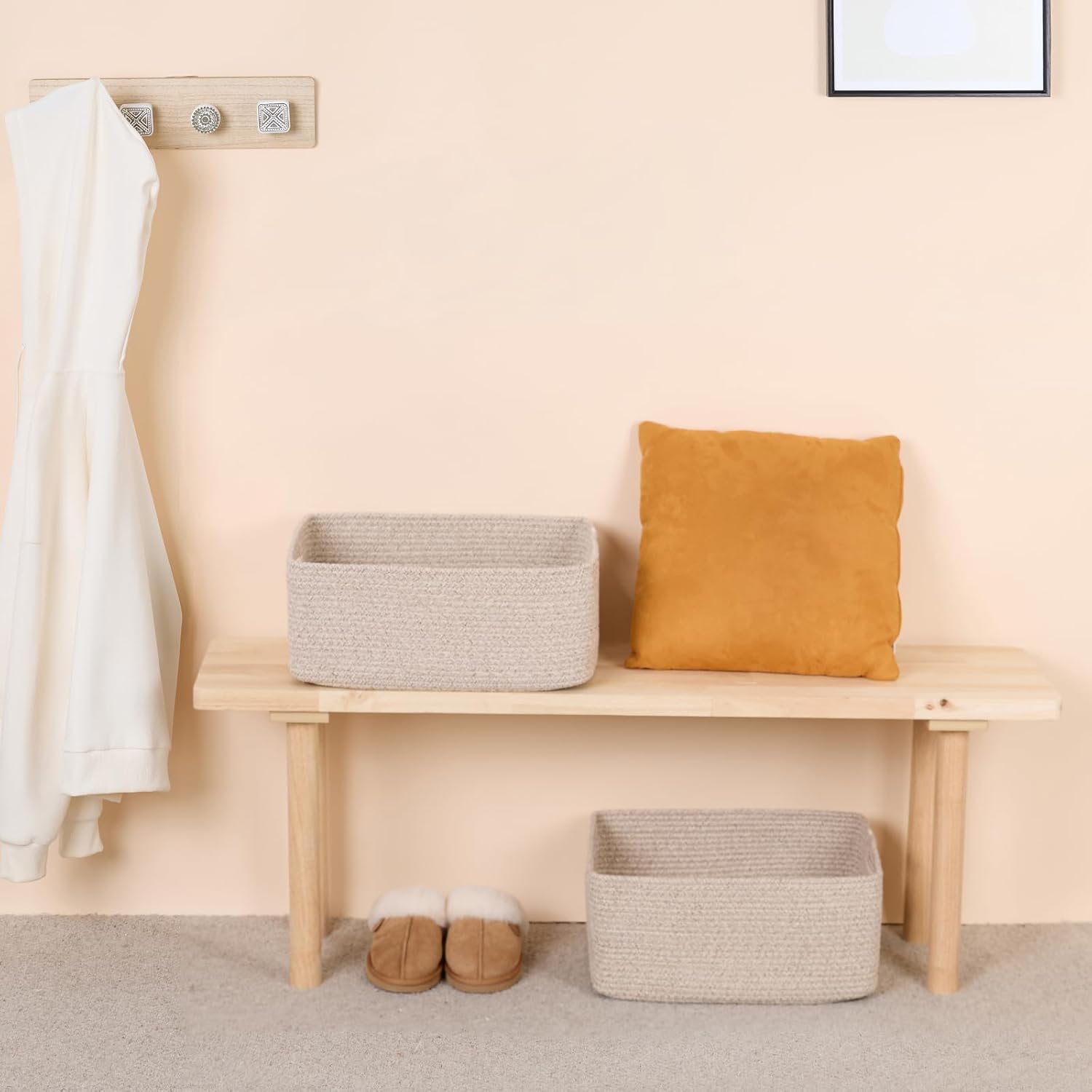 Large Storage Baskets for Shelves, Closet Organizers Bins for Clothes Blanket Towels, Baby Nursery