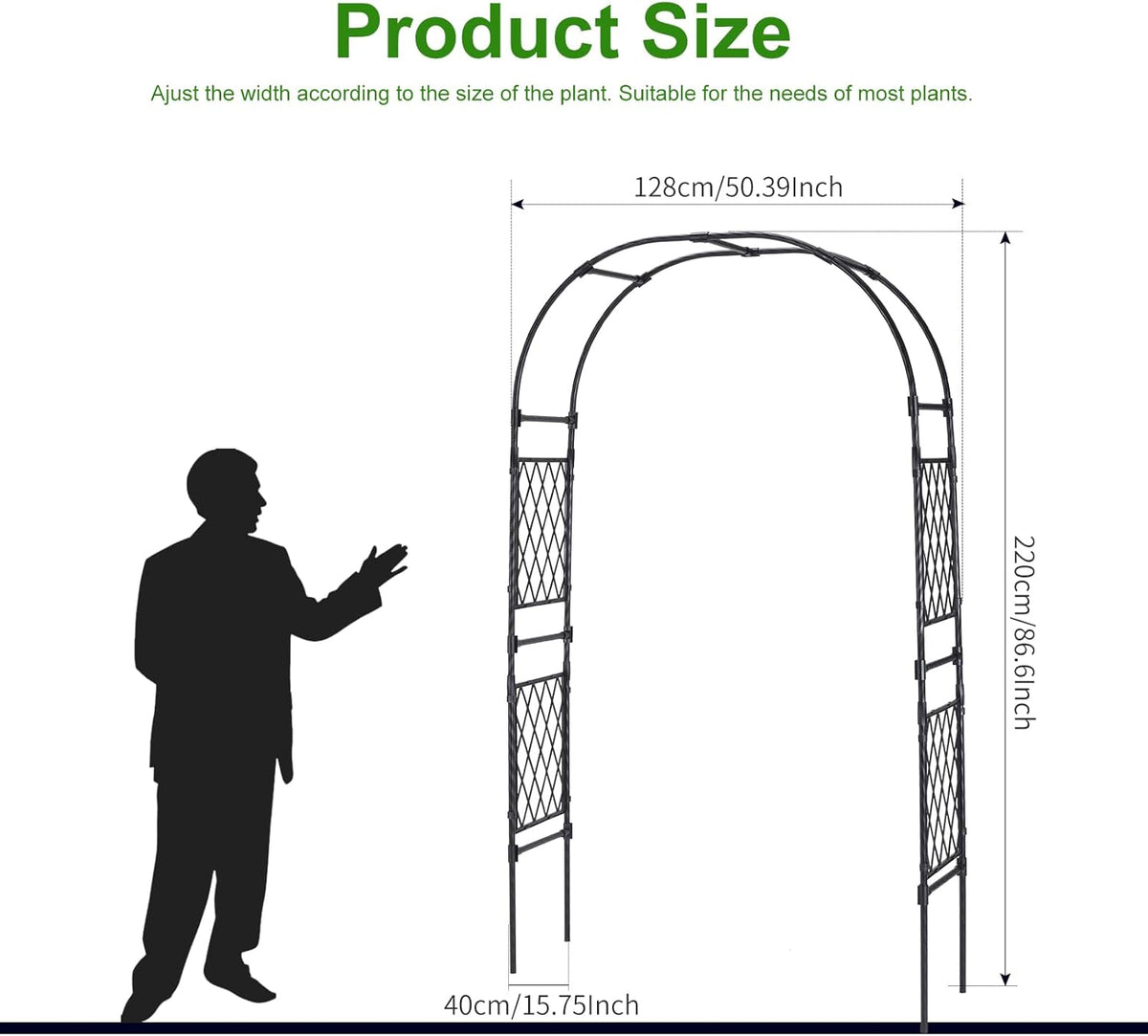 Lalahoni Garden Arch Arbor Trellis, 8ft Tall Outdoor Archway for Climbing Plants, Durable Garden