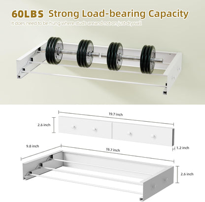 Wall Mounted Drying Rack for Laundry 19.8'', Folding Drying Rack Clothing Wall Mount with 3 Rods