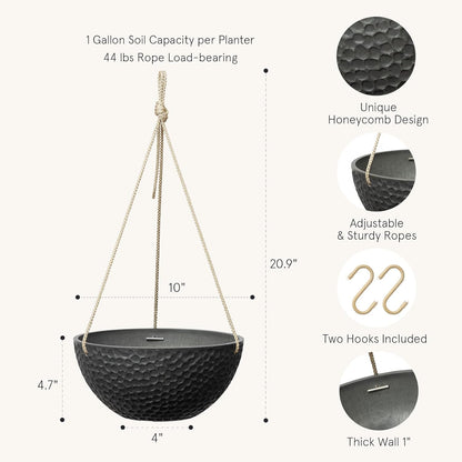 LA JOLIE MUSE Hanging Planters for Indoor Plants, Medium Hanging Planters with Drain Holes, Outdoor