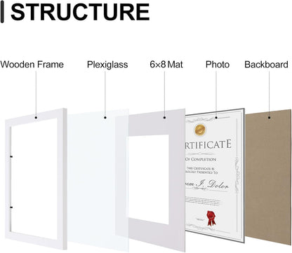Vittanly 8.5x11 Picture Frames Set of 9, Shatter Resistant Plexiglass, Display 6x8 Pictures with