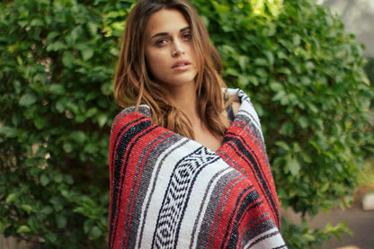 Del Mex Classic Mexican Blanket, Large Authentic Woven Falsa Throw (70"x50"), Artisan Southwest