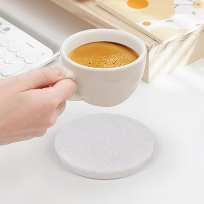 White Marble Coasters with Bling Particles, Set of 6 - Natural Marble Stone Drink Coaster with