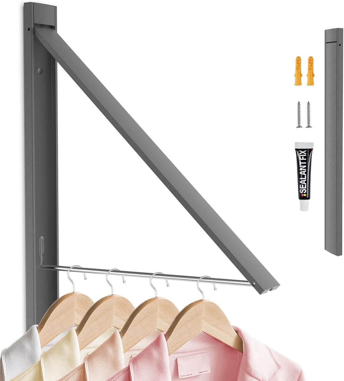 Retractable Clothes Drying Rack,Space Saver Wall Mounted Folding Hanger for Laundry Room, Closet