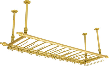 Hanging Wine Rack 47" Wall Mounted Wine Glass Rack Ceiling Adjustable Hanging Bar Glass Holder