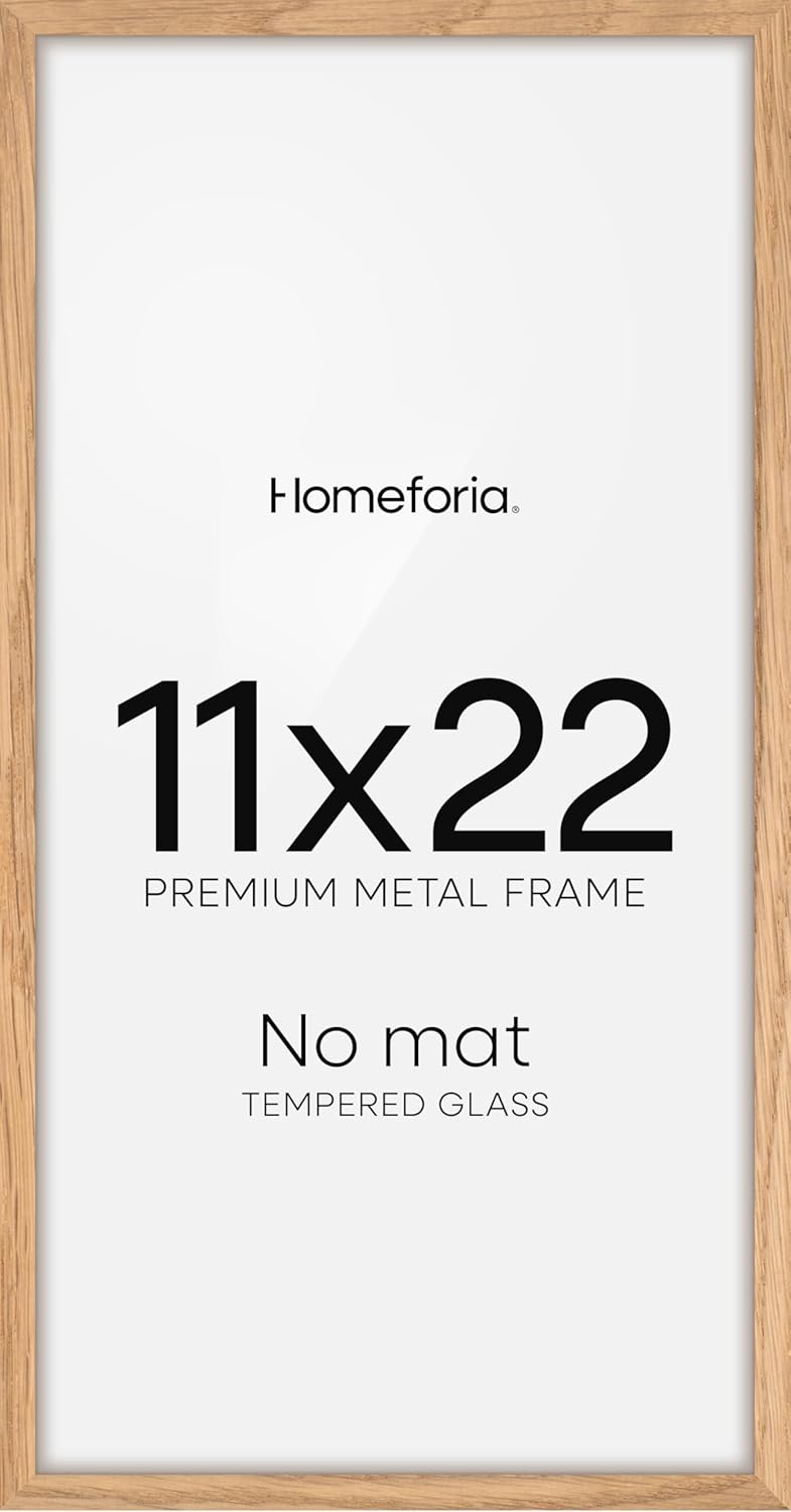 Homeforia 11x22 Newspaper Frame Wooden, High End Natural Oak 11 x 22 Picture Frame Light Wood