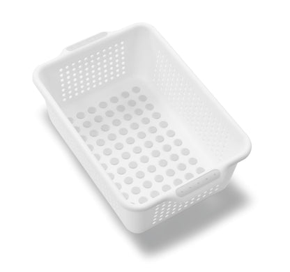 madesmart Classic Storage Basket with Soft Grip Handle, White