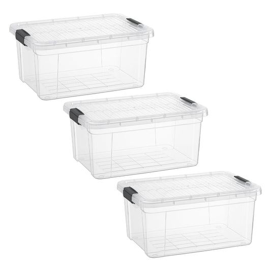 Superio Small Clear Storage Boxes with Lids, 11 Quart Plastic Container Bins for Organizing