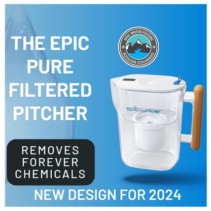 Epic Water Filters Pure Filter Pitchers for Drinking Water, 10 Cup 150 Gallon Filter, Tritan BPA