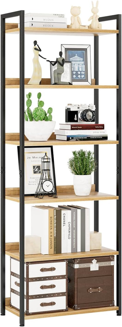 NUMENN Bookshelf, 6 Tier Bookshelves, Home Office Bookcase Shelf Storage Organizer, Free Standing