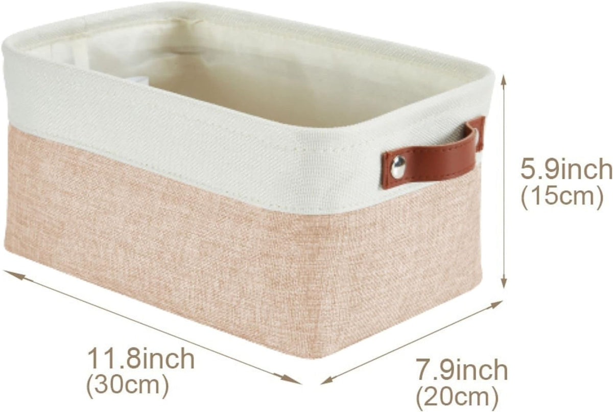 DECOMOMO Small Storage Basket, Closet Storage Bins, Baskets for Organizing Shelves (Beige & White