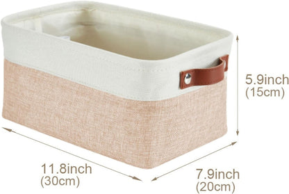 DECOMOMO Small Storage Basket, Closet Storage Bins, Baskets for Organizing Shelves (Beige & White
