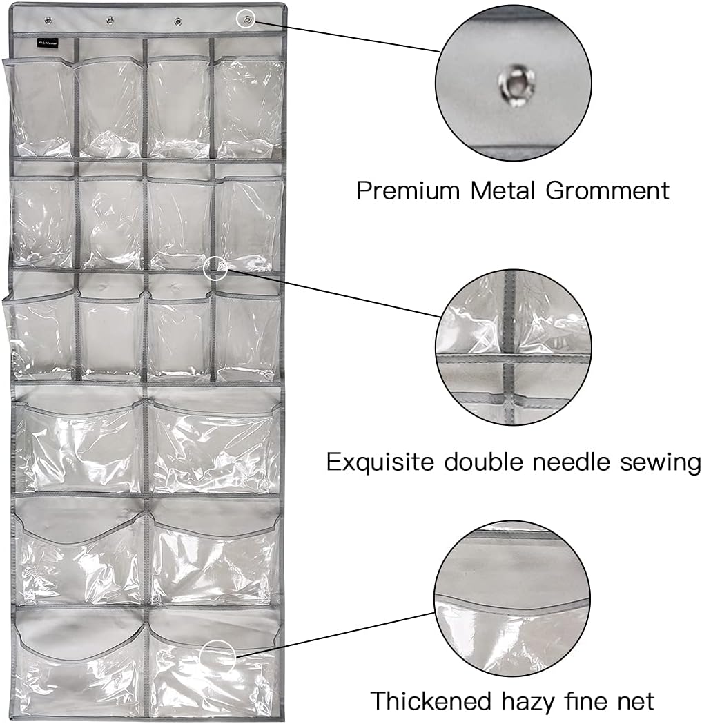 2 Pack Extra Large Hanging Crystal Clear Over Door Shoe Organizers, Closet Shoe Rack Organizer