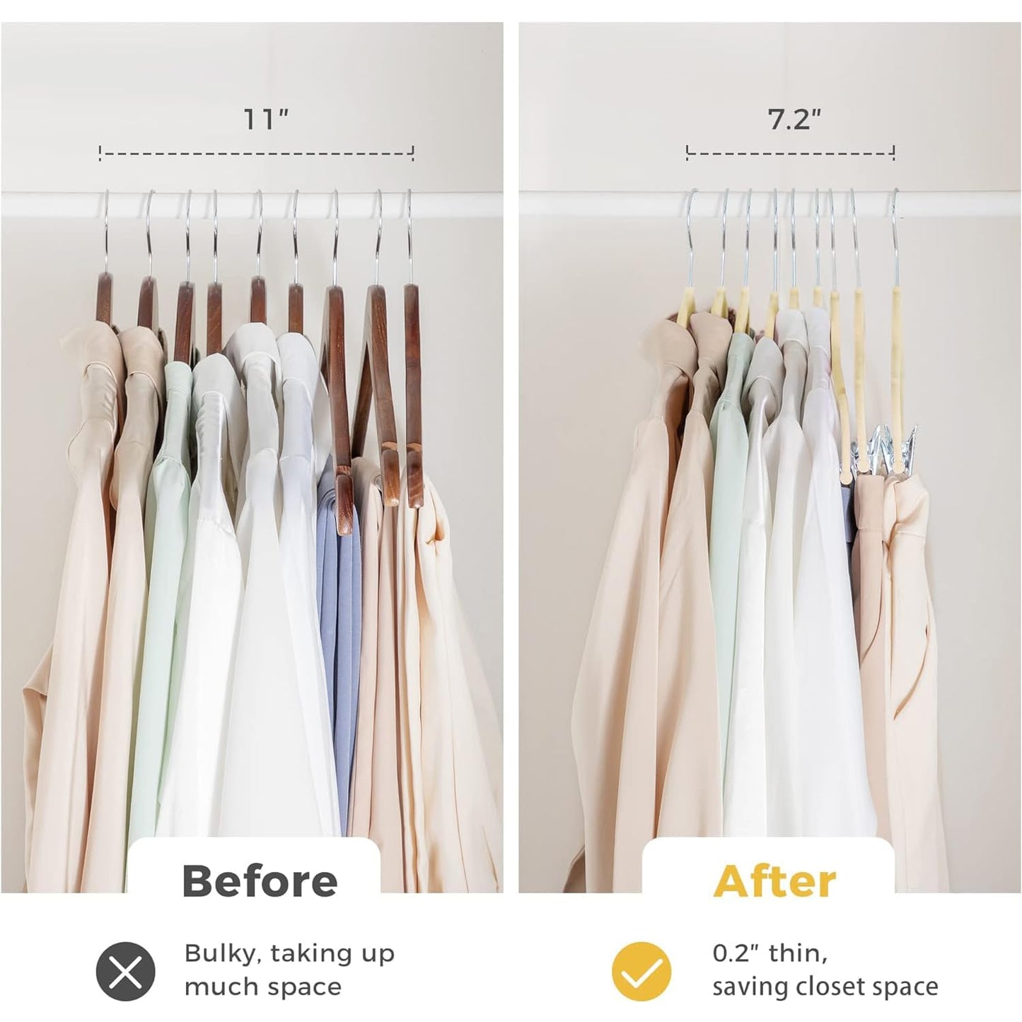 VECELO 20 Pack Velvet Clothes Hangers with Adjustable Clips,Heavy-Duty Non Slip & Space-Saving with