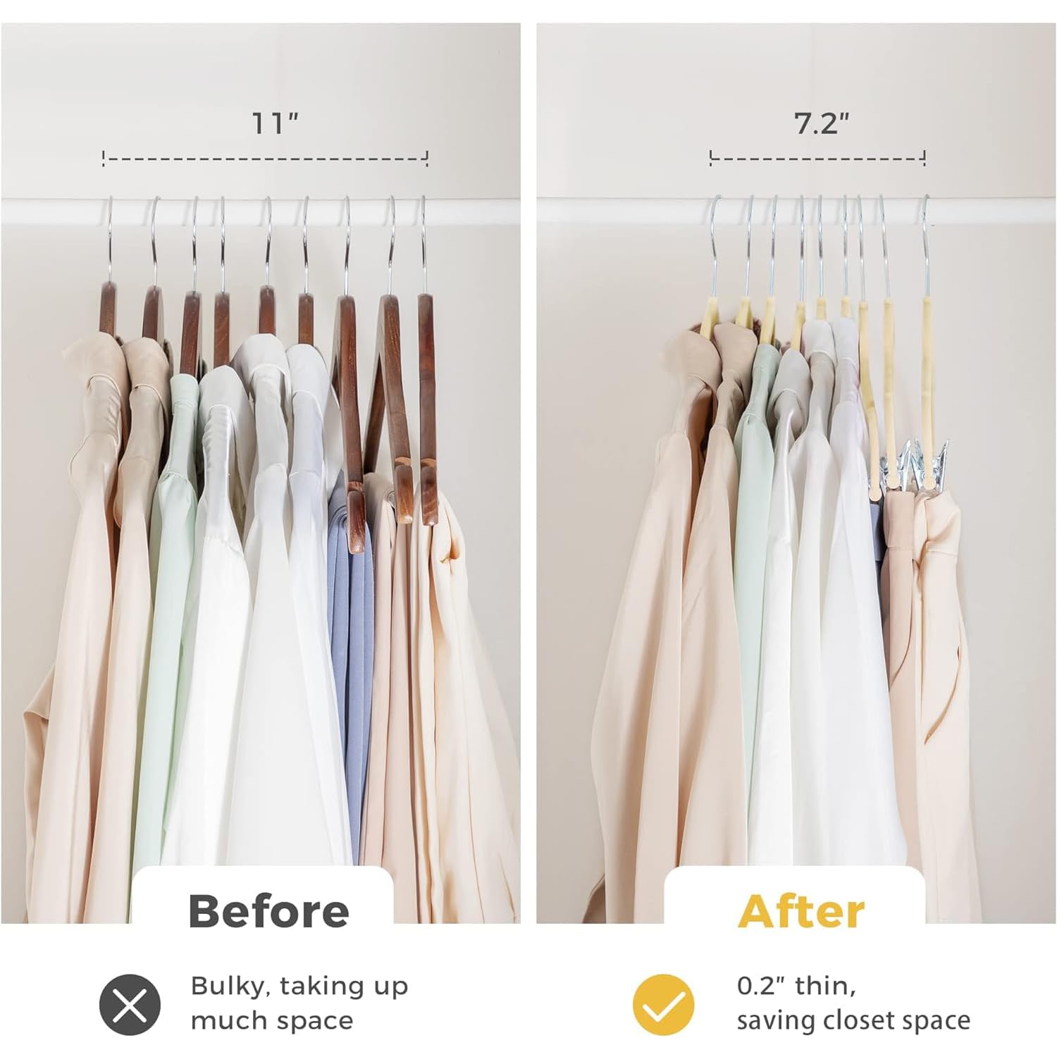VECELO 20 Pack Velvet Clothes Hangers with Adjustable Clips,Heavy-Duty Non Slip & Space-Saving with