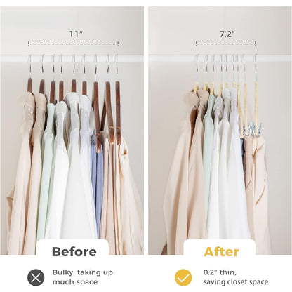 VECELO 20 Pack Velvet Clothes Hangers with Adjustable Clips,Heavy-Duty Non Slip & Space-Saving with