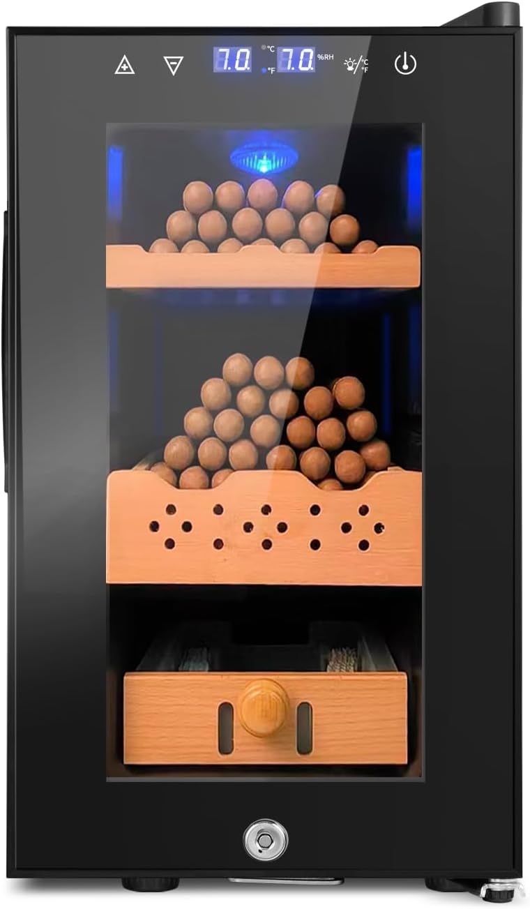 Electric Cigar Humidor, 25L 200 Counts Large Capacity,Thermostatic Electric Cooler Cabinet with