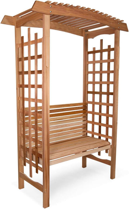 All Things Cedar GA87-B Garden Arbor with Bench | Outdoor Wooden Bench | Garden Bench Seat |