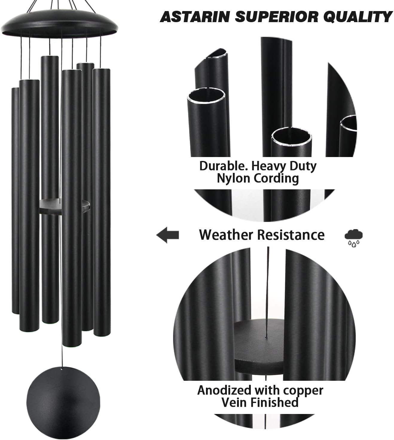ASTARIN 60" Extra Large Wind Chimes Outside Metal WindChimes with Deep Tone, Outdoor Bass
