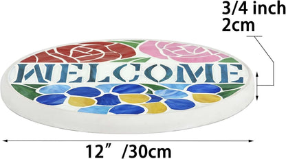 Bieye MSS002 Rose Flowers Tiffany Style Stained Glass Mosaic Decorative Stepping Stone for Garden