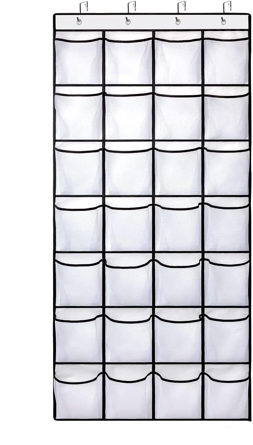 28 Large Pockets Over The Door Shoe Organizer, Hanging Shoe Organizer for Closet, Premium Clear