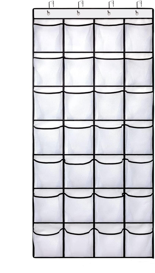 28 Large Pockets Over The Door Shoe Organizer, Hanging Shoe Organizer for Closet, Premium Clear