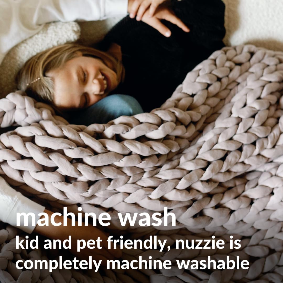 Nuzzie Chunky Knit Blanket - Breathable, Cooling, Hand Made Knit Throw Blanket for Sleep - Machine