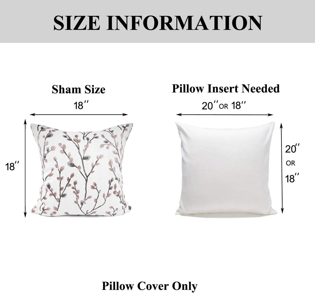 YOUR SMILE Classical Embroidery Jacquard Pink Leaf Pattern Square Decorative Throw Pillow Case