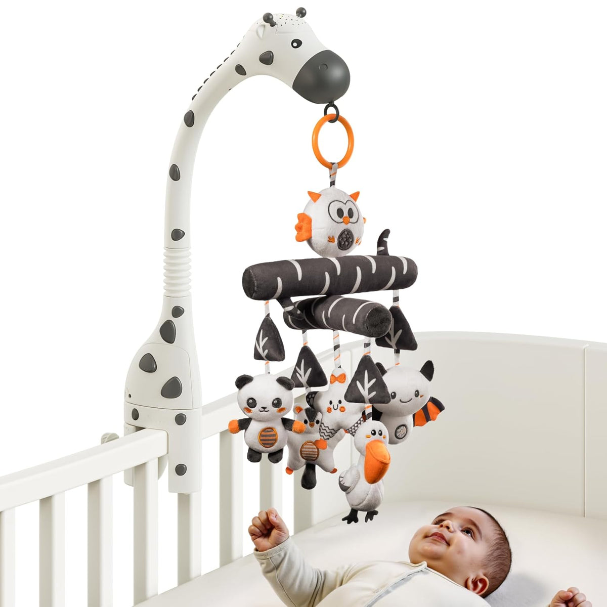 TUMAMA Baby Crib Mobile, Nursery Musical Mobile with Remote Control,Projection Night Light, Music