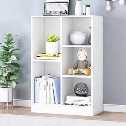 IOTXY Open Shelf Low Bookcase - Wooden 3-Tier Floor Standing Display Cabinet Organizer with Base, 5