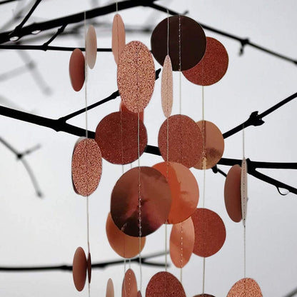 6 Pcs Glitter Rose Gold Paper Circle Dots Garland Party Hanging Decorations Bachelorette Party