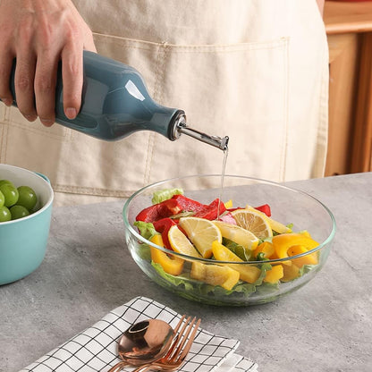 Sweejar Large Ceramic Oil Dispenser Bottle, Opaque Cruet Protects to Reduce Oxidation, Suitable for