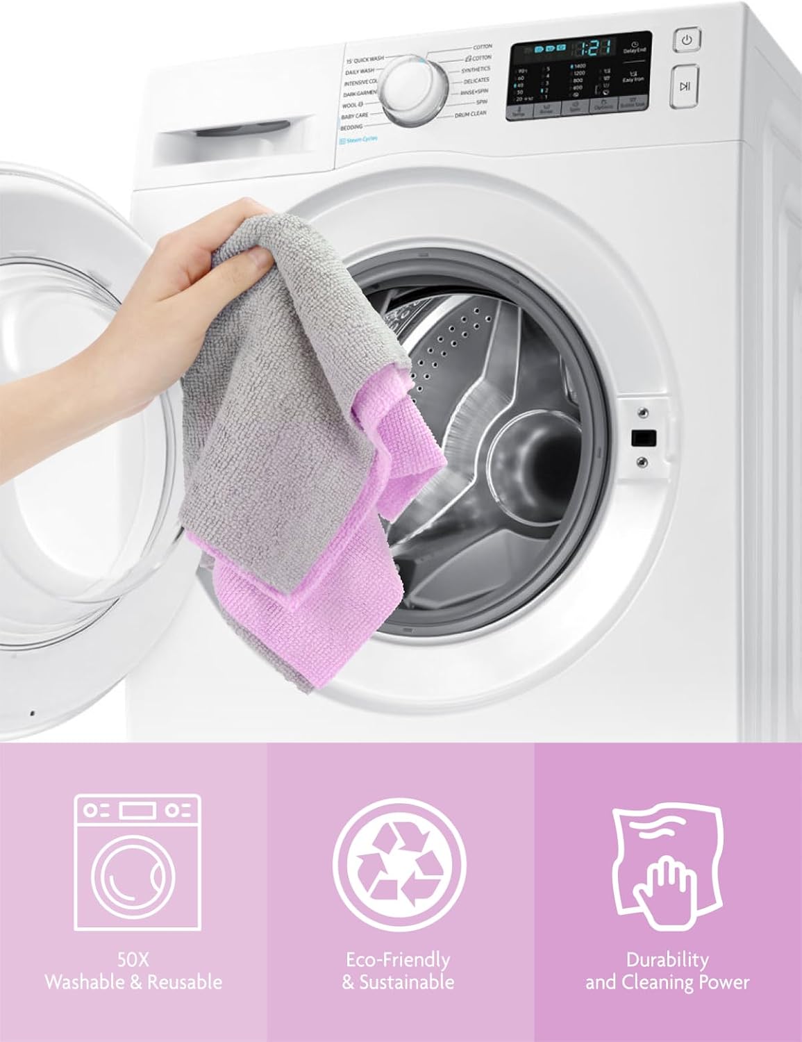 Fantasticlean Microfiber Cleaning Cloth Roll -75 Pack, Tear Away Microfiber Towels, 12" x 12"