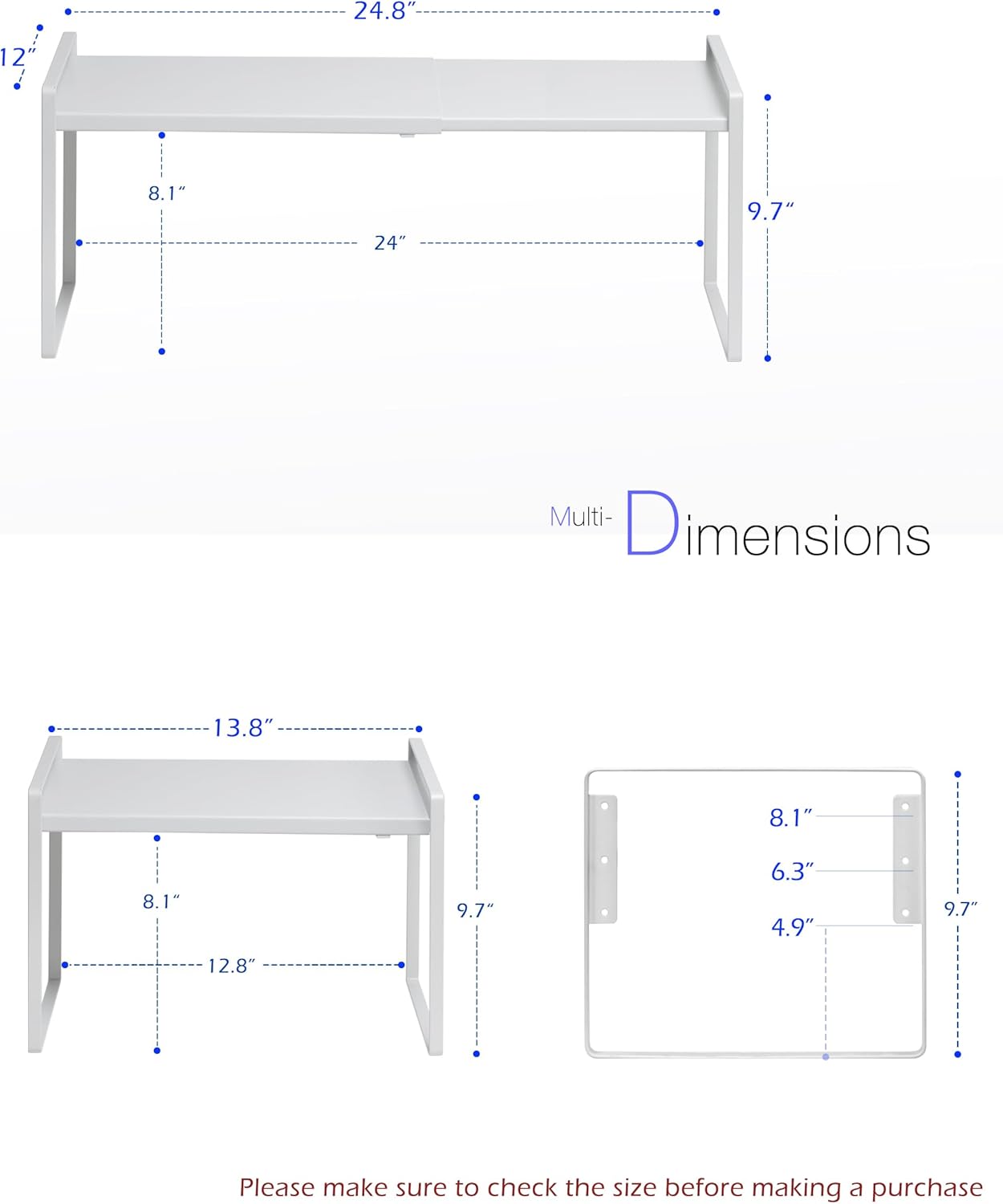 Nxconsu Cabinet Shelf Expandable Height Adjustable Shelf Organizer Riser for Kitchen Cabinet Pantry