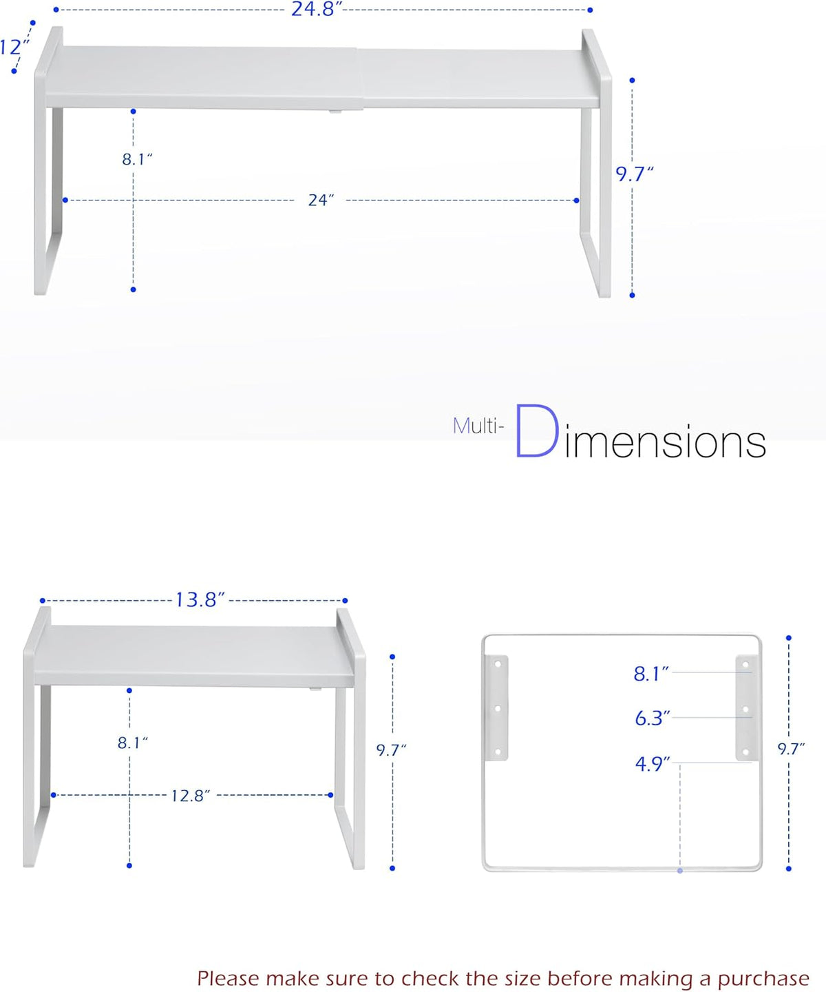 Nxconsu Cabinet Shelf Expandable Height Adjustable Shelf Organizer Riser for Kitchen Cabinet Pantry