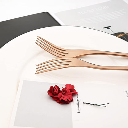 24-Piece Copper Flatware, Mirror 18/10 Stainless Steel Modern & Luxury Dinnerware Set With Serrated